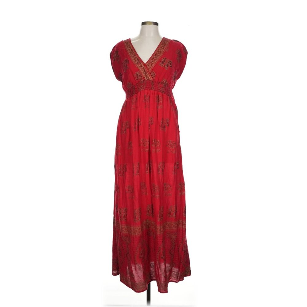 Lapogee Red Casual Dress with Elephant Print Size Large